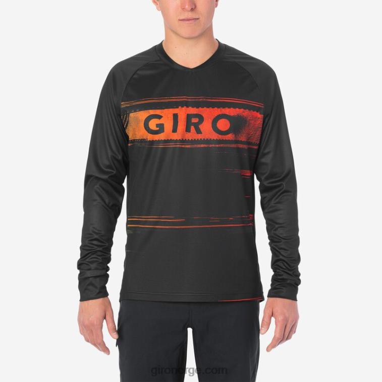 Giro menn roust ls jersey R26ZP735 svart/rød hypnotisk