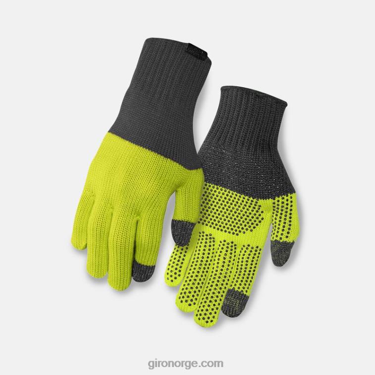 Giro unisex strikk merinoullhanske R26ZP184 grå/lime